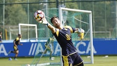 Germán Parreño, en un entrenamiento del Deportivo.