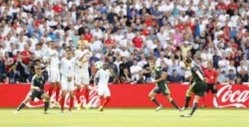 Bale makes it 0-1 for Wales from a direct free-kick, which Hart failed to stop.