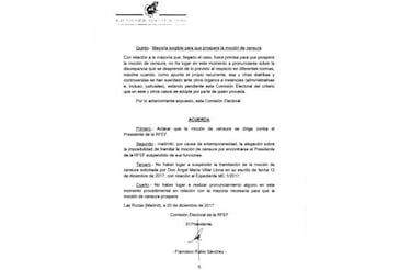 La comisi¨®n electoral de la RFEF desestima la anulaci¨®n de la moci¨®n presentada por Villar