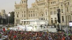 <b>MISA MULTITUDINARIA. </b>Aspecto que presentaba ayer Cibeles durante la misa de Rouco Varela.