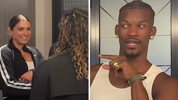 Jimmy Butler amazed standing next to Alex Morgan