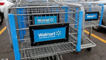 FILE PHOTO: Walmart shopping carts are seen on the parking lot ahead of the Thanksgiving holiday in Chicago, Illinois, U.S. November 27, 2019. REUTERS/Kamil Krzaczynski/File Photo