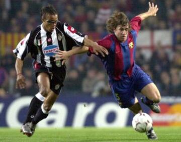 22 de abril de 2003. Partido de vuelta de los cuartos de final de la Champions League entre el Barcelona y la Juventus, ganó la Juve por 1-2. Pasaron a la semifinal los de Turín. Edgar Davids y Carlos Puyol.