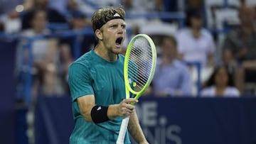 WASHINGTON, DC - JULY 27: Alejandro Davidovich Fokina of Spain reacts during the men's singles championship match against Alex De Minaur of Australia on the final day of the Mubadala Citi DC Open 2025 at William H.G. FitzGerald Tennis Center on July 27, 2025 in Washington, DC. Scott Taetsch/Getty Images/AFP (Photo by Scott Taetsch / GETTY IMAGES NORTH AMERICA / Getty Images via AFP)