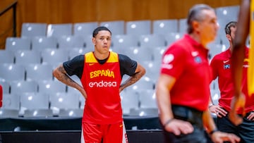Isaac Nogués, durante un entrenamiento de la Selección española en Badalona.