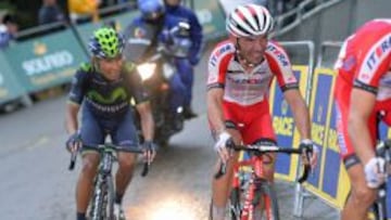 Joaquim &#039;Purito&#039; Rodr&iacute;guez (derecha imagen) seguido de Nairo Quintana (izquierda imagen) durante la novena etapa de la Vuelta a Espa&ntilde;a 2014.