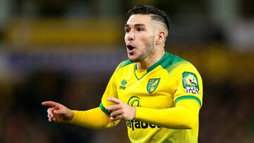 Emi Buendía, durante un partido del Norwich.