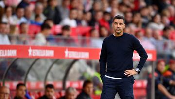Girona's Spanish coach Michel gestures during the Spanish league football match between Girona FC and UD Almeria at the Montilivi stadium in Girona on October 22, 2023. (Photo by Pau BARRENA / AFP)