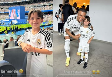 La felicidad del hijo de Courtois tras conocer a Mbappé. INSTAGRAM.