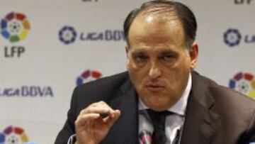 El presidente de la Liga de F&uacute;tbol Profesional (LFP), Javier Tebas.