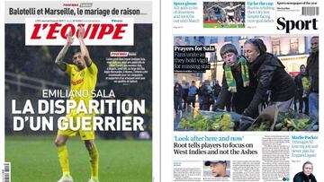 Las portadas de los diarios L&#039;Equipe y The Guardian del d&iacute;a 23 de enero de 2019.