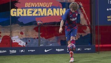 Presentacion de Antoine Griezmann como nuevo jugador del FC Barcelona en 2019.