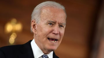 US President Joe Biden speaks during a listening session with Georgia Asian American and Pacific Islander community leaders at Emory University in Atlanta, Georgia on March 19, 2021. (Photo by Eric BARADAT / AFP)