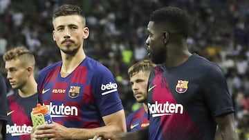 Lenglet y Umtiti, en la imagen, ser&aacute;n la pareja de centrales del Barcelona ante el equipo alem&aacute;n.