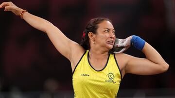 Martha Hernández durante el lanzamiento de bala en los Juegos Paralímpicos.