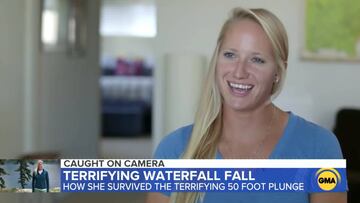 Heather Friesen, una chcia que grabó su caída por una cascada de 15 metros y vivió para contarlo en ABC News.