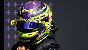 Mercedes' British driver Lewis Hamilton reacts after the Formula One Belgian Grand Prix at the Spa-Francorchamps Circuit in Spa on July 28, 2024. (Photo by SIMON WOHLFAHRT / AFP)