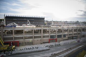 Aspecto de la demolición del Estadio Vicente Calderón a 6 de agosto de 2019.