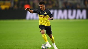 DORTMUND, GERMANY - SEPTEMBER 17: Jadon Sancho of Borussia Dortmund during the UEFA Champions League group F match between Borussia Dortmund and FC Barcelona at Signal Iduna Park on September 17, 2019 in Dortmund, Germany. (Photo by Robbie Jay Barratt - A