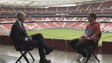 Un instante de la entrevista de Griezmann a ESPN realizada en el Wanda Metropolitano.