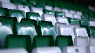 SEVILLE, SPAIN - FEBRUARY 19: Empty seats at the Estadio Benito Villamarin are pictured ahead of the La Liga Santander match between Real Betis and Getafe CF at Estadio Benito Villamarin on February 19, 2021 in Seville, Spain. Sporting stadiums around Sp