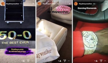 Mayweather exhibe sus cochazos, su jet privado y su lujoso reloj
