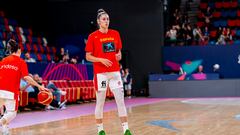 María Conde, alero de la Selección, en el entrenamiento previo al partido ante Grecia en el Eurobasket.