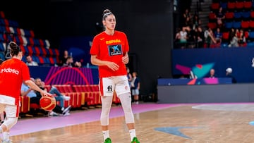 María Conde, alero de la Selección, en el entrenamiento previo al partido ante Grecia en el Eurobasket.