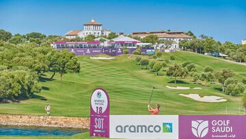 Hoyo 18 del campo de golf de La Reserva Club donde se celebra el Aramco Team Series.