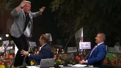 Pat McAfee’s chair-standing, song-singing antics leave Nick Saban speechless