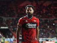 Mourad Daoudi celebrates his goal 2-0 of Tijuana during the quarter-final first match between Tijuana and Tigres UANL as part of the Liga BBVA MX, Torneo Apertura 2025 at Caliente Stadium, on November 26, 2025 in Tijuana, Baja California,, Mexico.