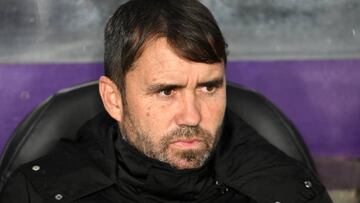 Eduardo Coudet, antes del inicio del partido entre el Valladolid y el Celta disputado en el Jos¨¦ Zorrilla.