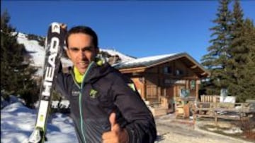 Contador tuiteó una foto de su hotel nevado en Montigny.