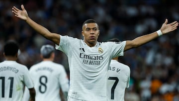 Mbappé celebra el segundo gol del Madrid.