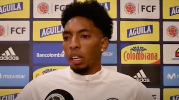 Johan Mojica en la previa del partido entre Colombia y Ecuador