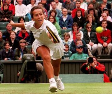 Gala León durante su participación en Wimblendon en 1997