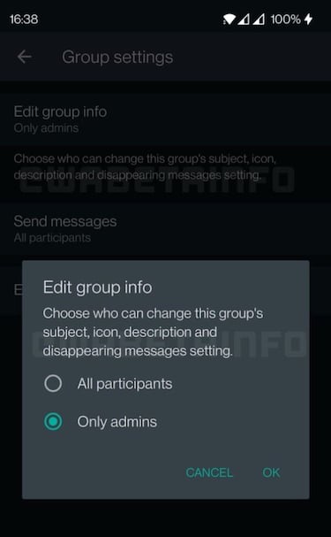 Cualquiera en un grupo de WhatsApp podrá borrar mensajes