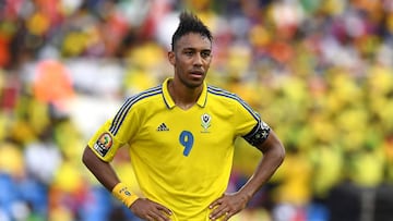 Pierre-Emerick Aubameyang en el partido disputado entre Gabón y Guinea - Bisau.