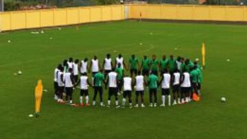 Costa de Marfil durante el entrenamiento de ayer.