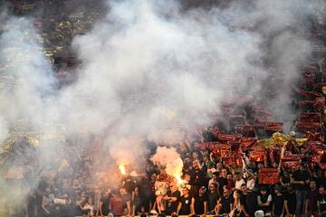 Roma fans light flares prior to the UEFA Europa League final 