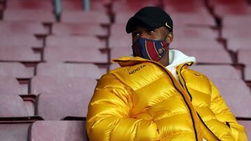 Ansu Fati, en la grada del Camp Nou.
