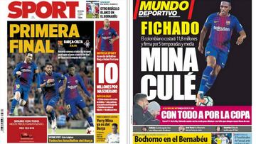 Portadas de los diarios Sport y Mundo Deportivo del día 11 de enero de 2018.