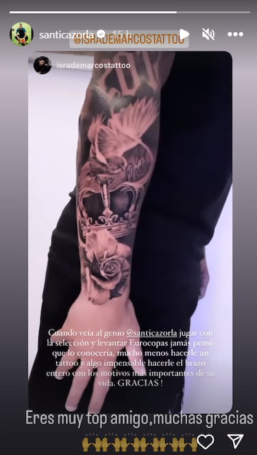 El emotivo tatuaje de Santi Cazorla con gui?o a la Selecci車n