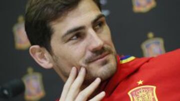 Iker Casillas, portero de la Selección Española de fútbol, durante una rueda de prensa.