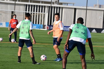 La Selección Colombia continúa trabajando en la sede de la Federación Colombiana de Fútbol en Barranquilla bajo el mando del técnico Reinaldo Rueda. Tras la atención a la prensa, el grupo conformado por jugadores del FPC hizo trabajo en espacio reducido, fútbol y trabajo de arqueros.