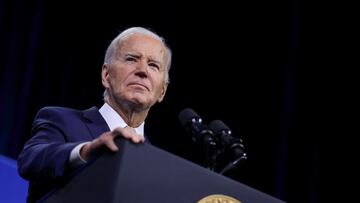 U.S. President Joe Biden looks on at the 115th NAACP National Convention in Las Vegas, Nevada, U.S., July 16, 2024. REUTERS/Tom Brenner