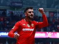 Soccer Football - Liga MX - Toluca v Tijuana - Estadio Nemesio Diez, Toluca, Mexico - February 13, 2026 Toluca's Paulinho celebrates scoring their first goal REUTERS/Eloisa Sanchez
