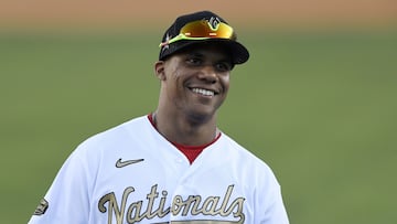 LOS ANGELES, CALIFORNIA - JULY 19: Juan Soto #22 of the Washington Nationals looks on during the 92nd MLB All-Star Game presented by Mastercard at Dodger Stadium on July 19, 2022 in Los Angeles, California.   Kevork Djansezian/Getty Images/AFP
== FOR NEWSPAPERS, INTERNET, TELCOS & TELEVISION USE ONLY ==