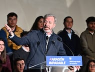 El candidato del PP a la reelección a la Presidencia del Gobierno de Aragón, Jorge Azcón, interviene en un acto de campaña electoral, en el cine Palafox, a 25 de enero de 2026, en Zaragoza, Aragón (España). La presidenta de la Comunidad de Madrid, Isabel Díaz Ayuso, se ha desplazado este fin de semana a Zaragoza para participar en la campaña electoral del candidato del PP a la reelección el próximo 8 de febrero, Jorge Azcón.
25 ENERO 2026;CAMPAÑA ELECTORAL;ELECCIONES AUTONÓMICAS
Ramón Comet / Europa Press
25/01/2026