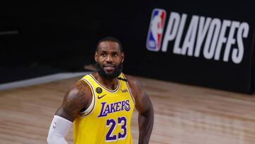 LAKE BUENA VISTA, FLORIDA - AUGUST 29: LeBron James #23 of the Los Angeles Lakers looks on against the Portland Trail Blazers during the third quarter in Game Five of the Western Conference First Round during the 2020 NBA Playoffs at AdventHealth Arena at ESPN Wide World Of Sports Complex on August 29, 2020 in Lake Buena Vista, Florida. NOTE TO USER: User expressly acknowledges and agrees that, by downloading and or using this photograph, User is consenting to the terms and conditions of the Getty Images License Agreement. Kevin C. Cox/Getty Images/AFP
== FOR NEWSPAPERS, INTERNET, TELCOS & TELEVISION USE ONLY ==